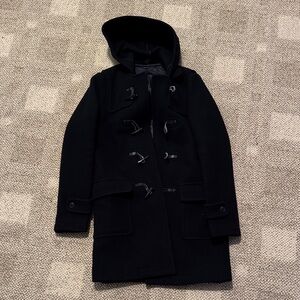 Men's Black Hooded Duffle Coat